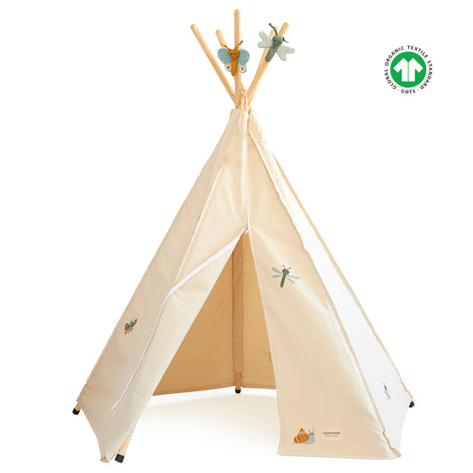 Legetelt Hippie tipi - Natur Med Print -ROOMMATE.dk